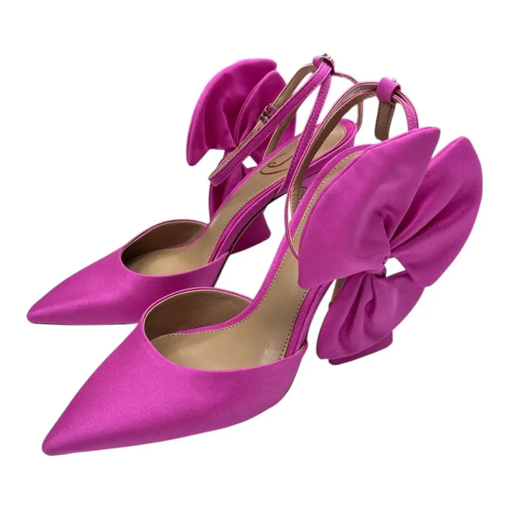 Sam Edelman Halie Dahlia Pink Satin Bow Heels Womens Size 7